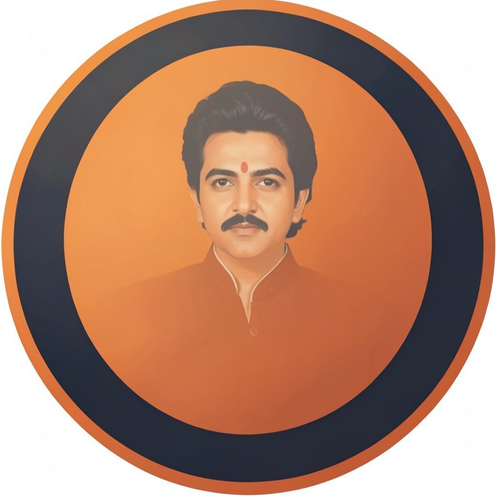 Circular logo with a warm orange and deep charcoal color scheme, evoking the feel of Indian television drama