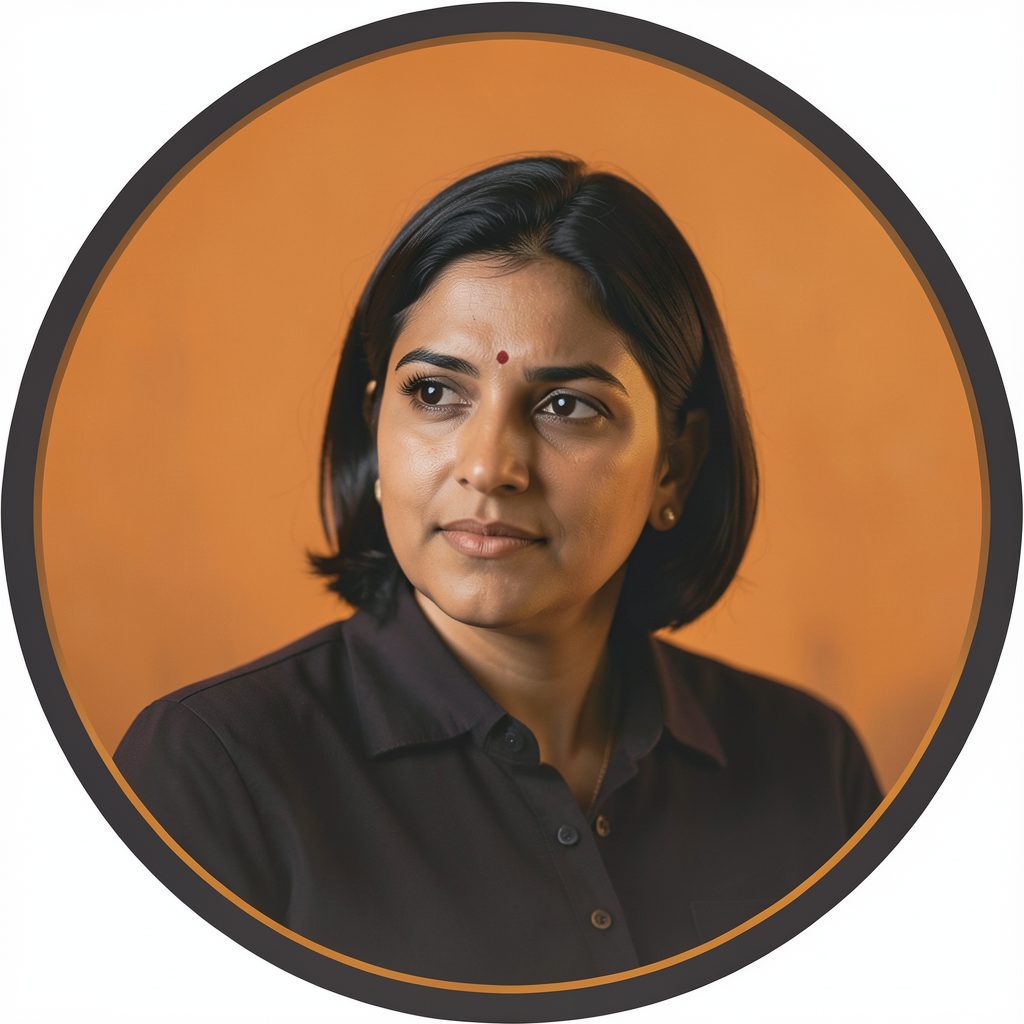 Circular logo with a warm orange and deep charcoal palette, evoking the feel of Indian television drama